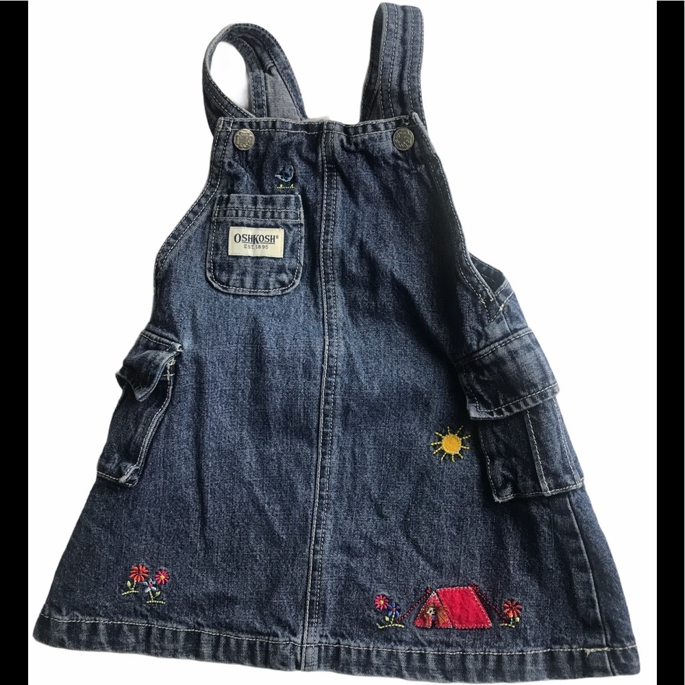 OSHKOSH Jean Embroidered Overall Dress Play 18M